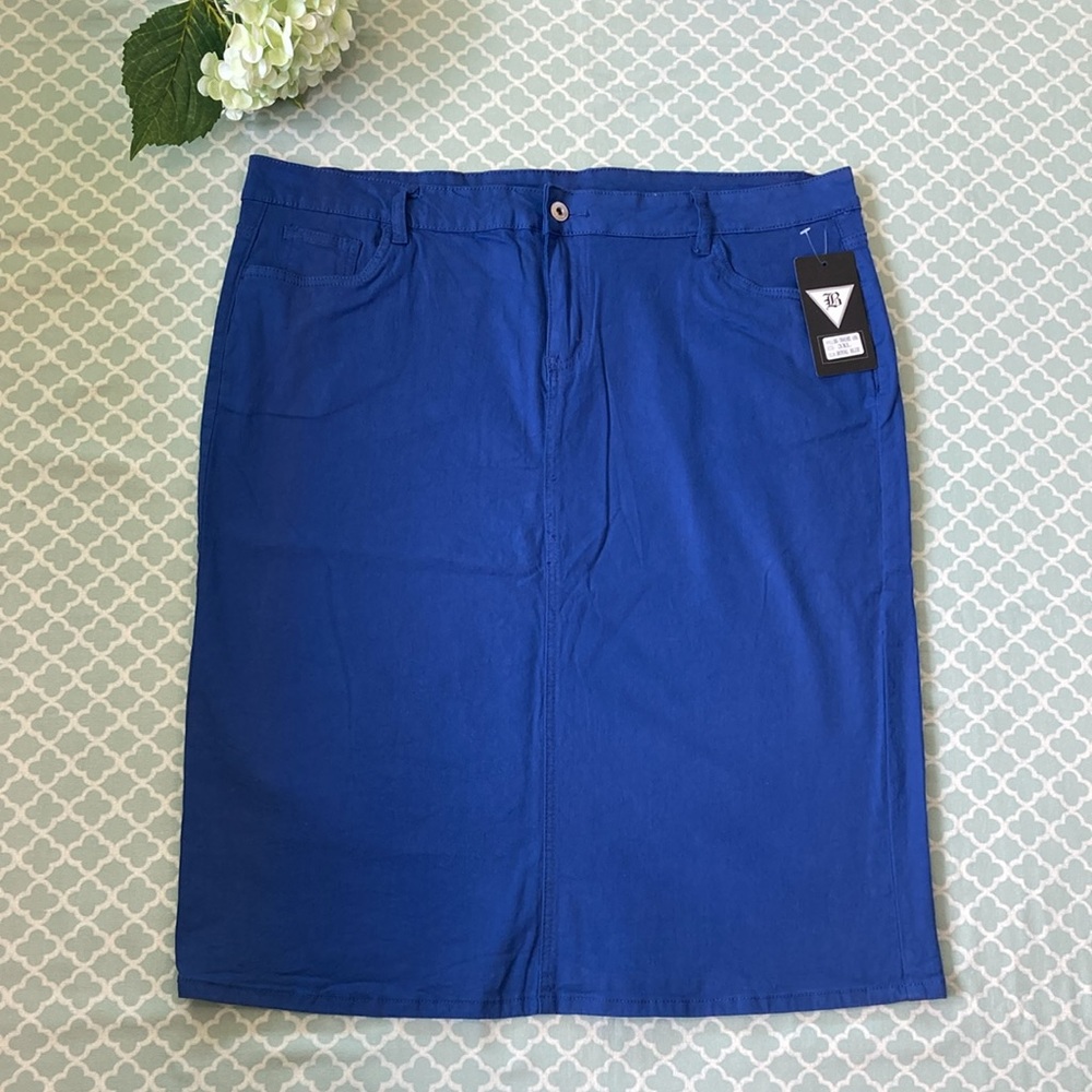 NWT Be-Girl Modest Colored Blue Pencil Skirt 3X